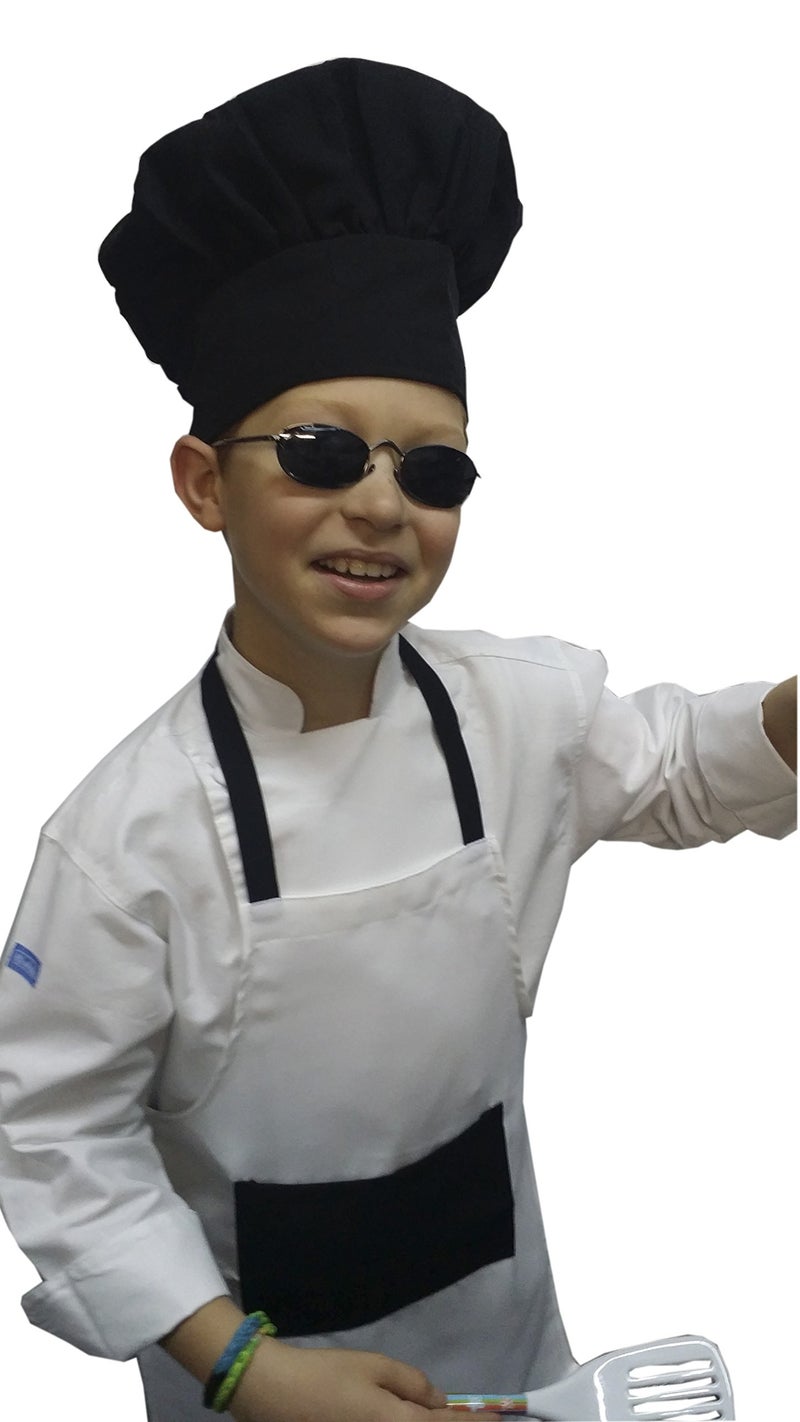 CHEFSKIN طقم أطفال شيف سكين مئزر + قبعة م يناسب من 7-12 أبيض قماش حقيقي (1) - Image 3